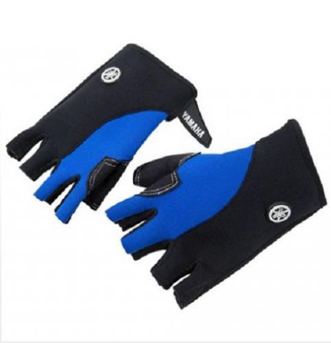 Yamaha 3/4 finger clarino palm neoprene pwc gloves blue/gray free shipping