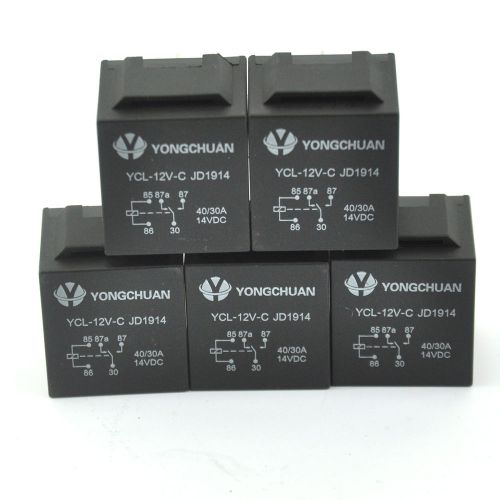 5 pack 30/40 amp relay harness spdt 12v bosch style