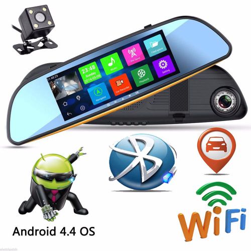 Android 4.4 dual camera hd 1080p 7&#039;&#039; rear view mirror wifi gps recorder car dvr