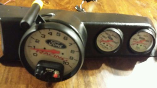 Ford racing white face tachometer water oil gage set all ford racing