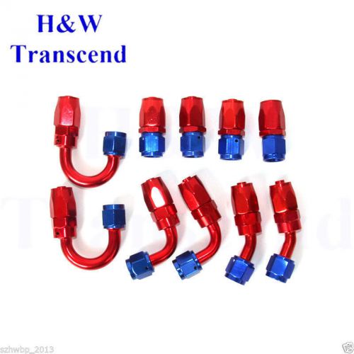 An6 straight 45° 90° 180° fuel swivel -6an fitting hose end oil adaptor blue&amp;red
