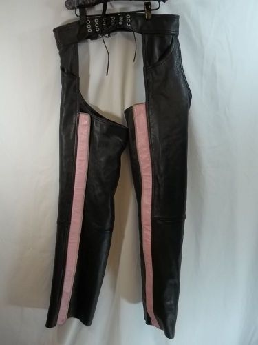 Usa bikers dream apparel chaps womens s black pink stripe leather