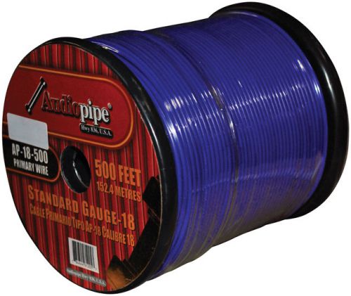 (pw18) 18ga wire 500' blue audiopipe ap18500bl wire