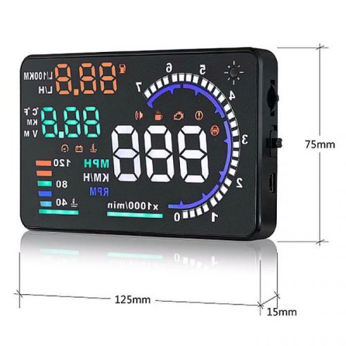 Vehicle a8 5.5 inch car head up display hud obd ii night speed warning system