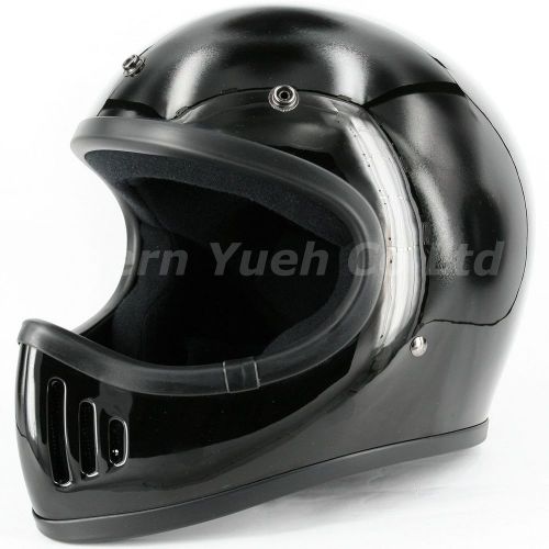 Moto 3-style off-road motocross full face helmet black dot small bobber chopper