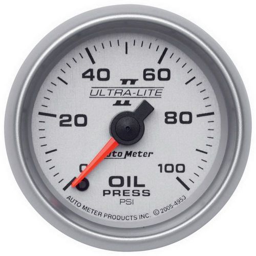 Autometer 4953 ultra-lite ii electric oil pressure gauge 2 1/16&#034; 0-100 psi