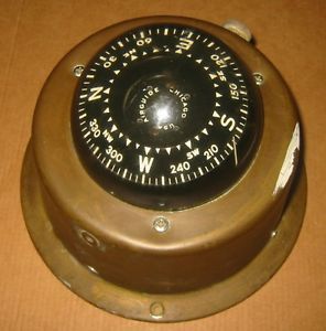 Vintage airguide chicago nautical boat compass fluid filled solid metal housing