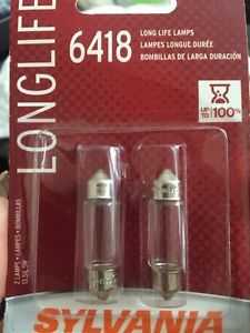 License light bulb-long life blister pack twin sylvania 6418ll.bp2