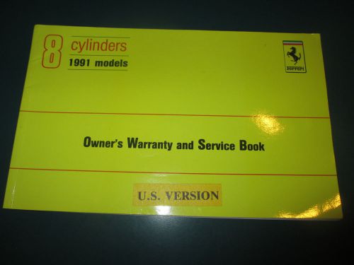 Ferrari 348 8 cylinder 1991 warranty and service book us version print # 636/91