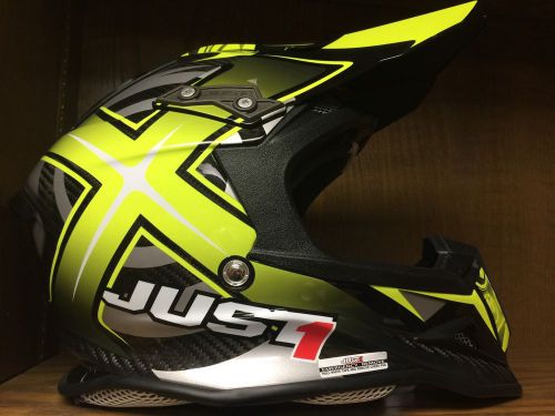 Just1 12 solid carbon large black yellow motocross helmet