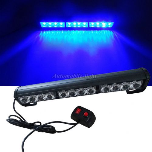 14" blue 12 led strobe lights bar for emergency warning traffic advisor vehicle