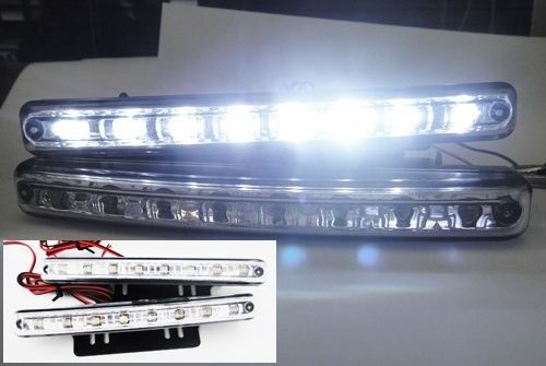 Drl 8 led daytime running light parking fog lamp kit car truck suv trailer white