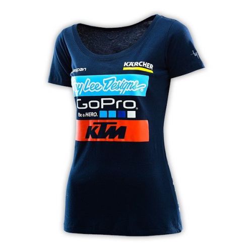 Troy lee designs 2016 ktm team womens short sleeve t-shirt navy blue/orange