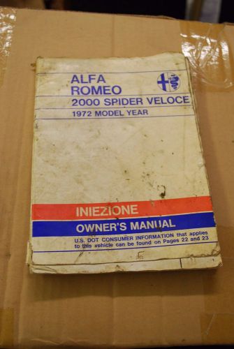 Alfa romeo 2000 spider veloce 1972 owner&#039;s manual