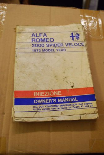 Alfa romeo 2000 spider veloce 1972 owner&#039;s manual