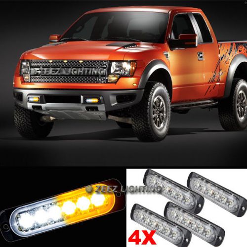 4x white&amp;amber 6 led emergency hazard warning caution beacon strobe light bar#14