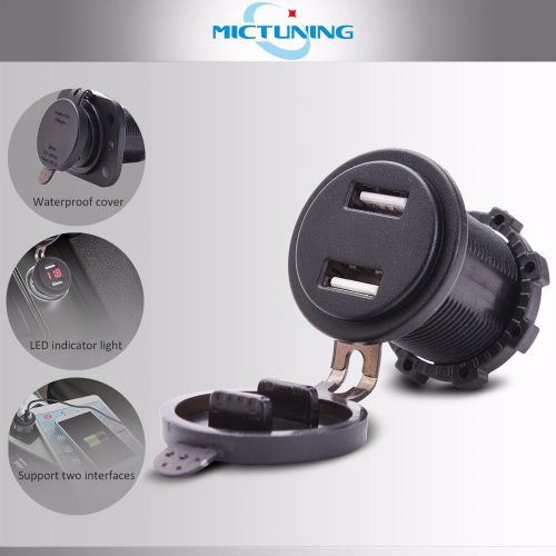 Mictuning red digital display voltmeter dual usb charger socket power outlet 12v