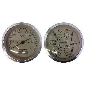 Dolphin 5 inch electronic tan quad gauge set hotrod/ford/chevy/pickup truck