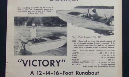Sport runabout 1942 howto build plans 3 sizes 12&#039; 14&#039; 16&#039; outboard