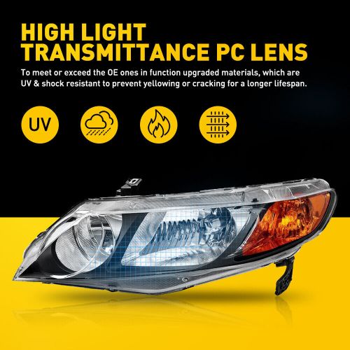 For 2006-2011 Honda Civic Sedan Headlights Right Left Housing Replacement, US $94.99, image 10