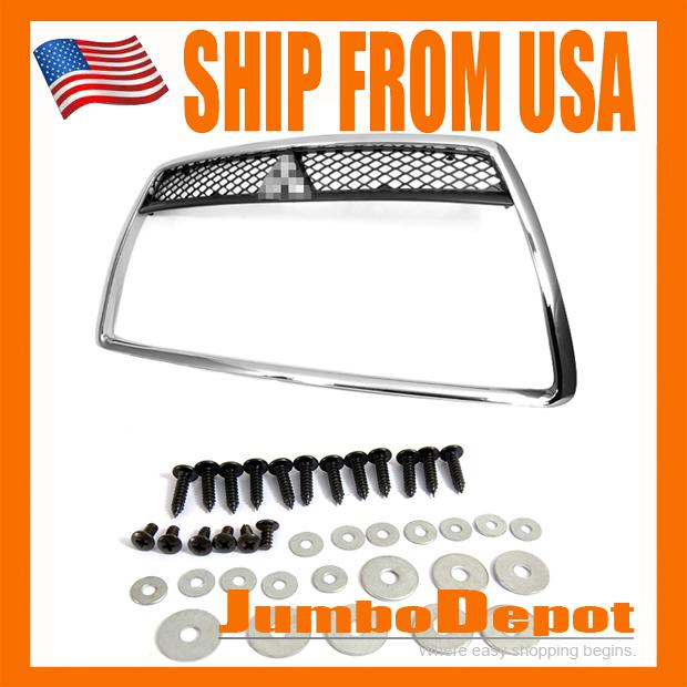 Us new chrome front grille around bumper fender duct grill emblem for lancer