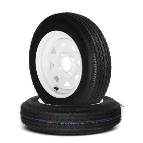 Two 4.80x12 Trailer Tires & Rims LRB 4 Lug Hole Bolt White Spoke LEADZM 4.80 12, US $111.37, image 12