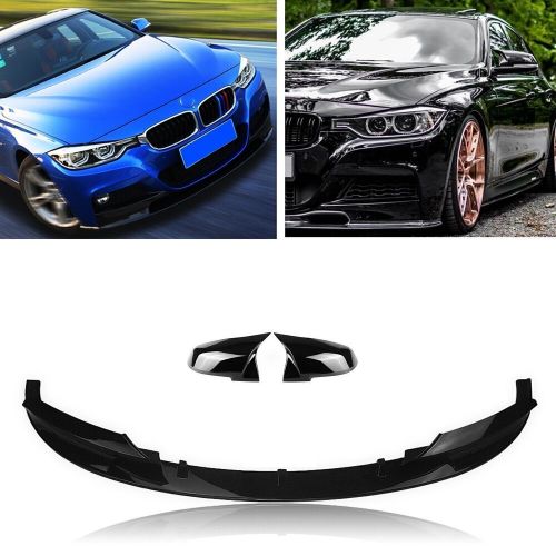 For BMW F30 2012-2018 Sport Front Bumper Spoiler + Rearview Mirror Cover Black, US $93.63, image 10