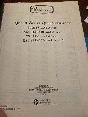 Beechcraft Queen Air & Queen Airliner Parts Catalog A65 70 & B80 October 1979, US $125.00, image 10