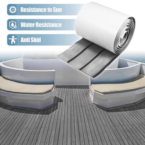 95&#034;x7&#034; eva faux teak decking sheet flooring mat for boat yacht marine gray black