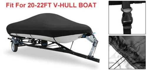ONE 20-22ft 600D Fabric Waterproof Boat Cover V-Hull Universal Black 700 x 280cm, US $109.99, image 4