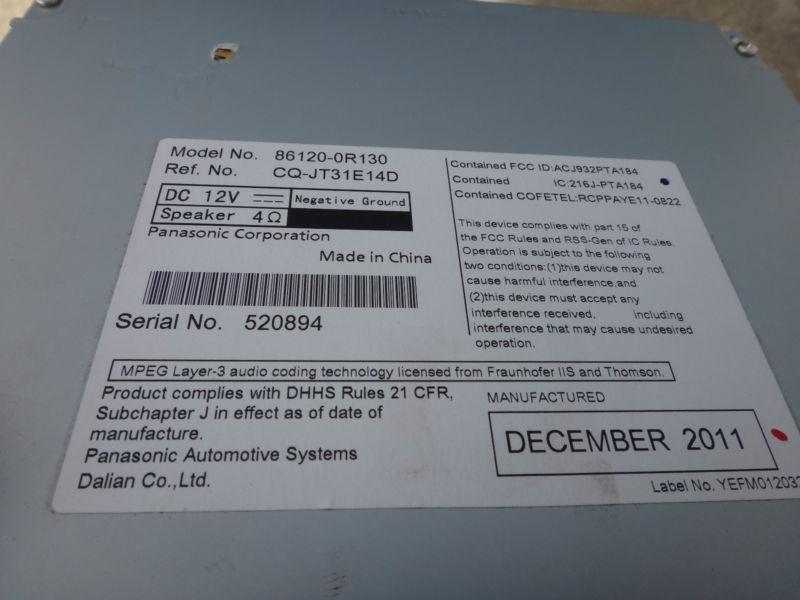 ****MINT Toyota OEM Entune Radio 2012 Corolla Rav4 Tundra 518C3 86120-0R130 2011, US $199.95, image 10