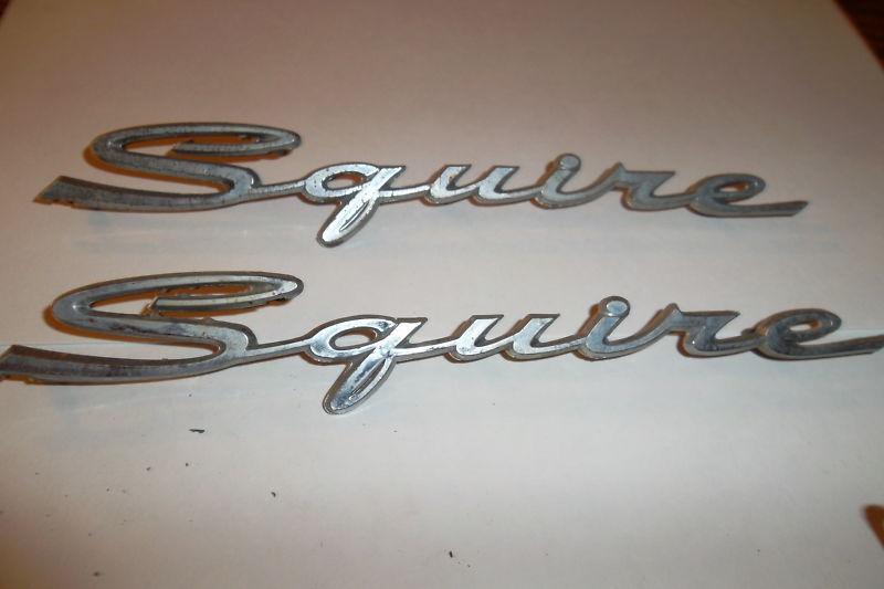 Vintage original fomoco pair set ford squire emblems 1960's metal car trim 