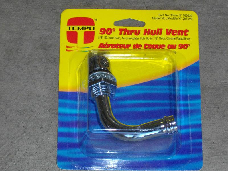 Tempo 90 degree thru hull vent fitting 5/8 hose v-drive jet boat marine 
