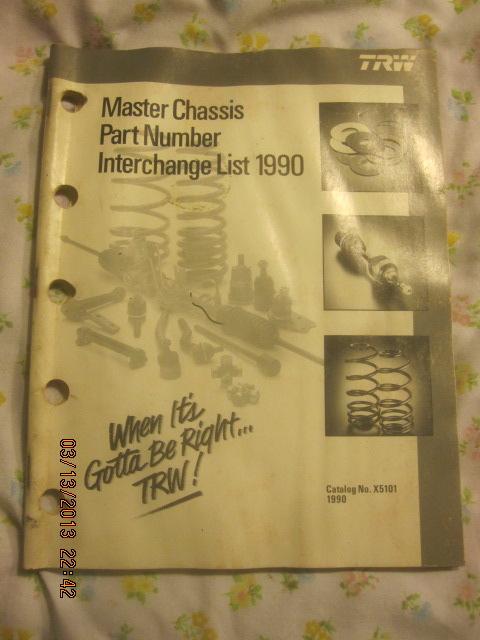 Trw master chassis part number interchange list 1990 catalog x5101