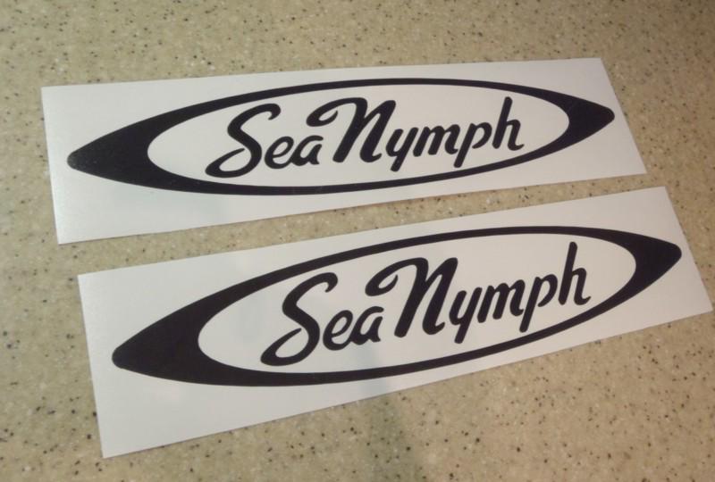 Sea nymph vintage boat decal 15-colors 12" 2-pak free ship + free fish decal!