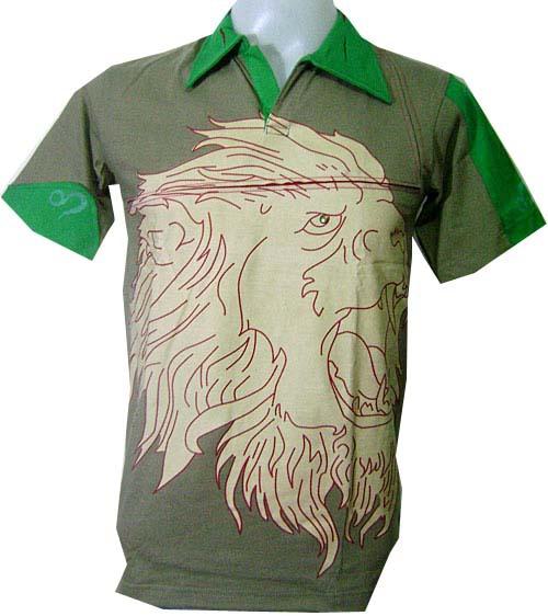 Vintage lion of judah jamaica rasta heavy metal punk green mens polo shirt sz l