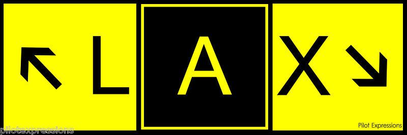 Los angeles international airport (lax) taxiway sign aviation sticker/decal