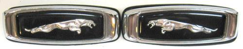 Vintage jaguar metal chrome fender emblems 2 pins