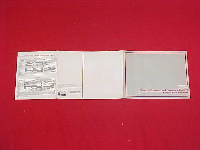 1974 original lincoln continental mk iv 4 color chart paint chips brochure 74