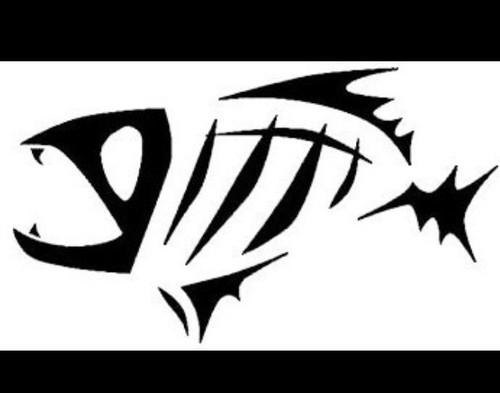 Skeleton fish sticker oval window decal vinyl car truck boat wall fishing