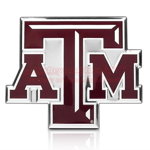 Texas a&m university aluminum color auto emblem, 3d look, licensed + free gift