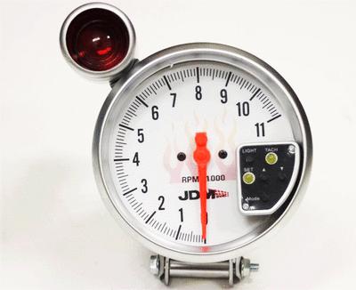 Jdm sport universal 5" white face look 11k rpm tachometer gauge w/ shift light