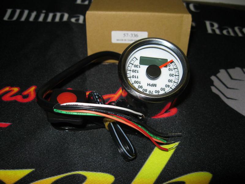 48mm polished electronic speedometer w/ white face for 1995-2006 harley
