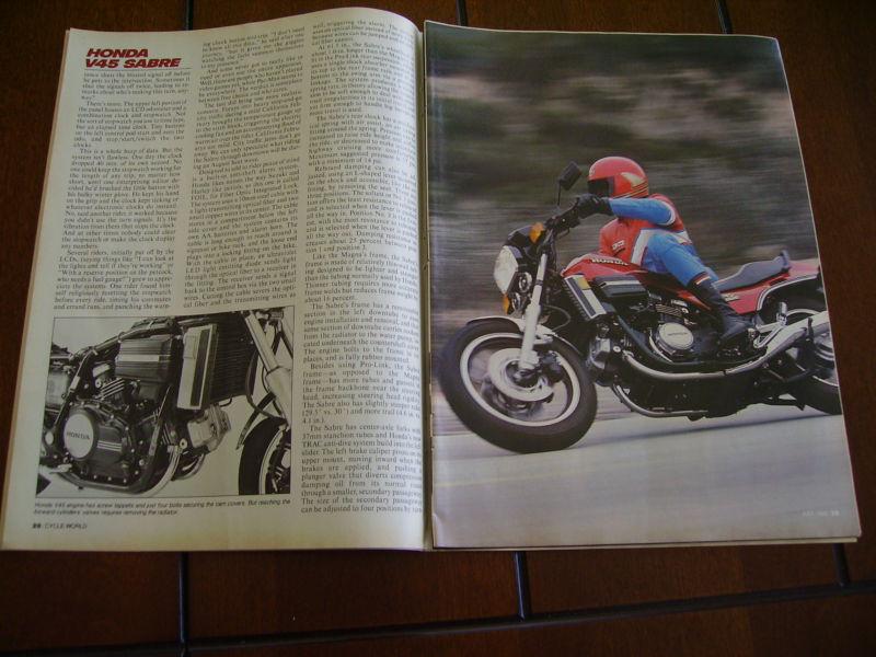 1982 HONDA V45 SABRE ***ORIGINAL ARTICLE / ROAD TEST***, US $7.95, image 2
