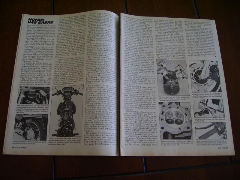 1982 HONDA V45 SABRE ***ORIGINAL ARTICLE / ROAD TEST***, US $7.95, image 3