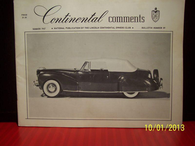 Continental comments - continental owners club - bulletin 89 - summer 1967