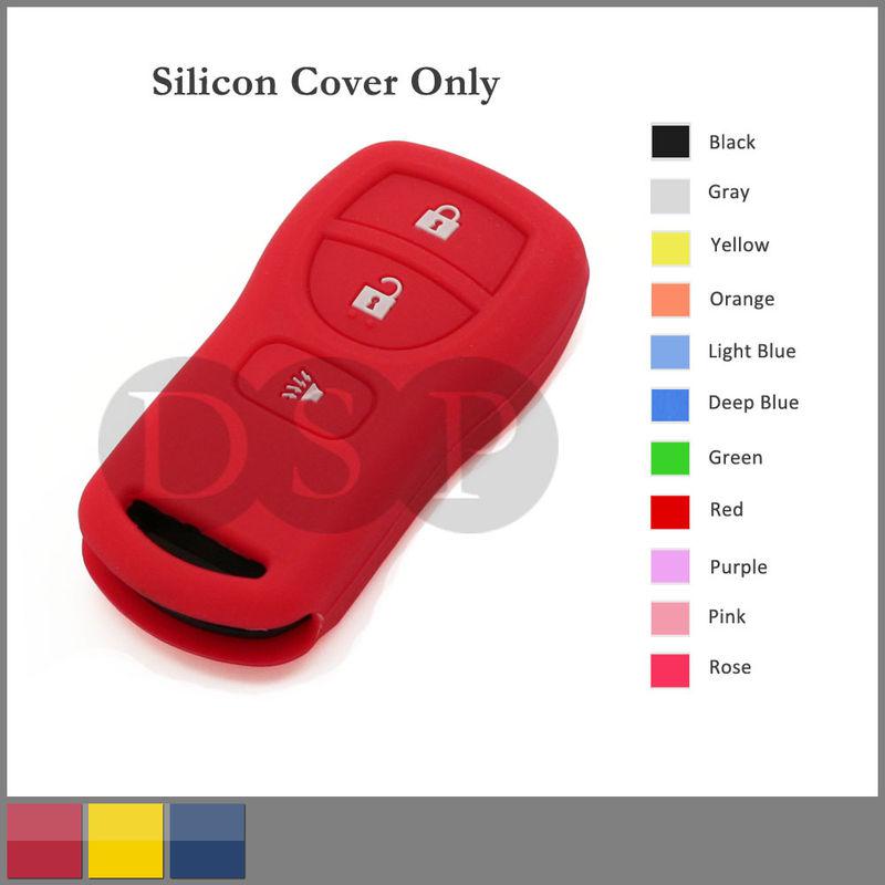 Silicone skin jacket cover holder for nissan remote key case shell 3 button rd