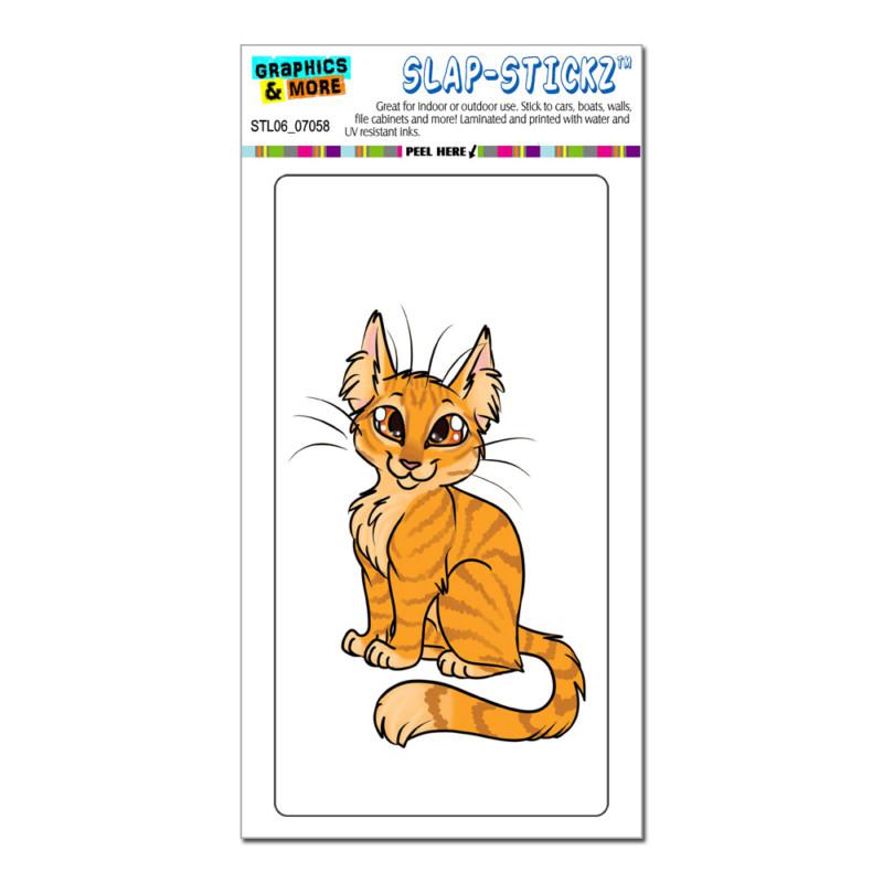 Tabby cat orange on white - pet - slap-stickz™ car window locker bumper sticker