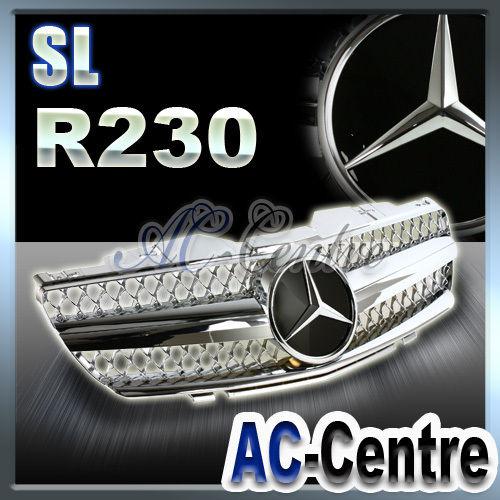 Mercedes benz sl class r230 front grille grill sl500 sl600 2002-2006 chorme amg
