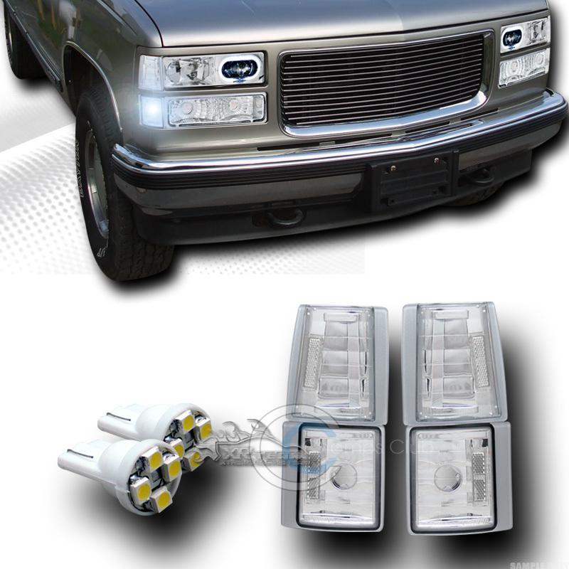 Euro lens signal corner lights k2+4 smd led bulbs 94-98 gmc c10 c/k pickup suv